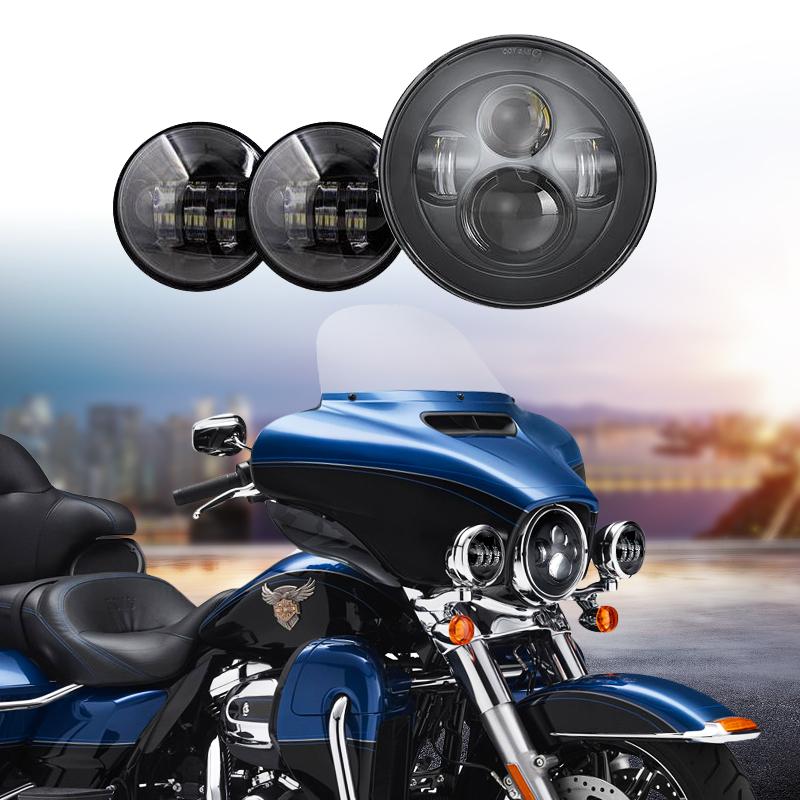 Indian Motorcycle 7" LED Projector Headlight + 4.5" Cree Fog Lights