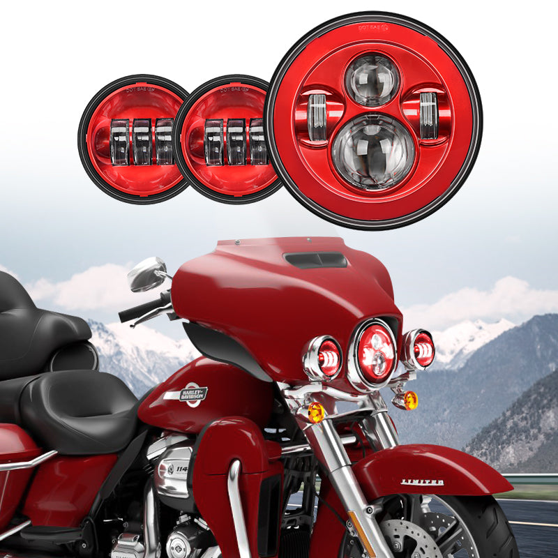 Harley LED Headlight and Fog Lights Jelly Color Set