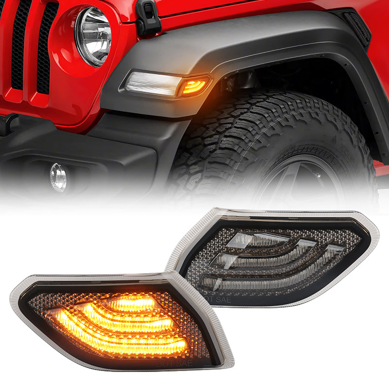 LED Side Marker Front Fender Lights for 2018-Later Jeep Wrangler JL 