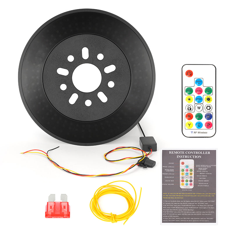 14" Dual Spare Tire RGB LED Brake Light for Jeep Wrangler