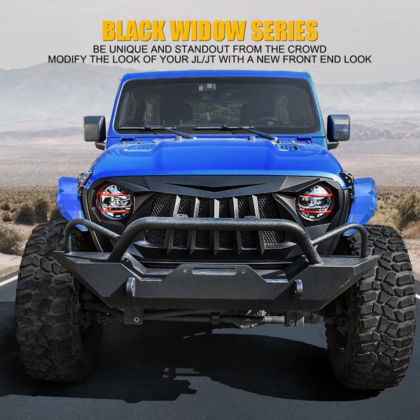 USA ONLY Black Widow Series Replacement Grille for 2018-Later Jeep Wrangler JL JT