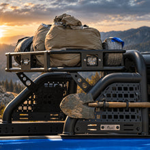 Gladiator roll bar MOLLE side panel shown with a mounted shovel