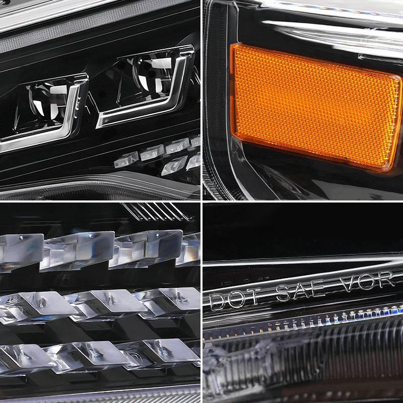 Full Quad LED Projector Headlights for 2014-2024 Toyota 4runner with sleek black housing