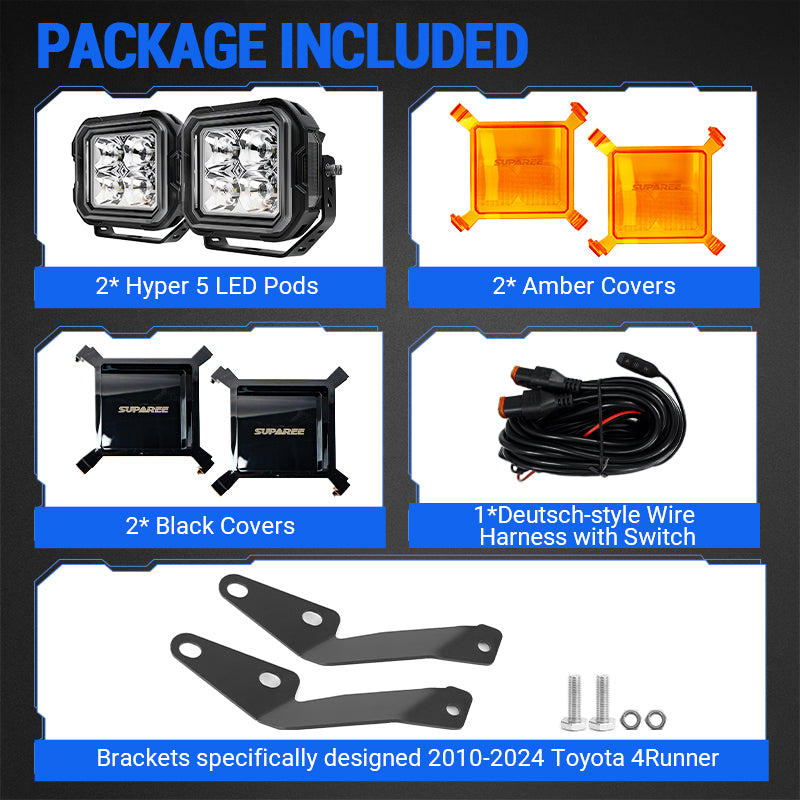 5 Inch A Pillar Ditch LED Pod Lights for 2010-2024 Toyota 4Runner