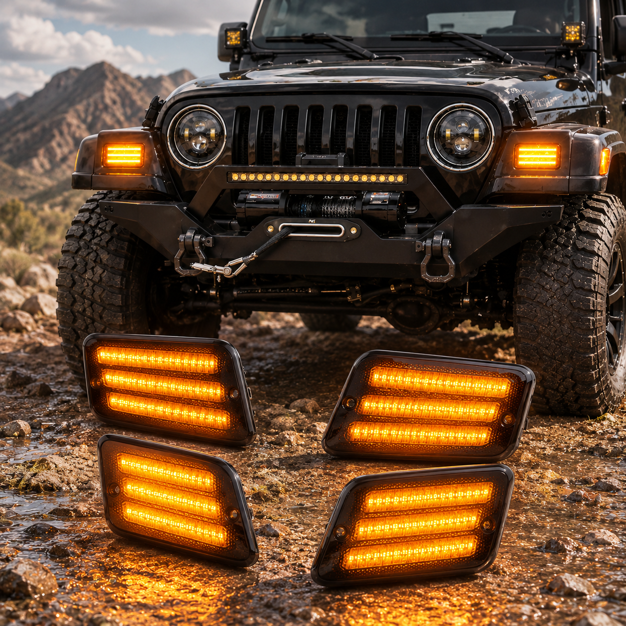 For 1997-2006 Jeep Wrangler TJ LED Front Fender Side Marker Lights