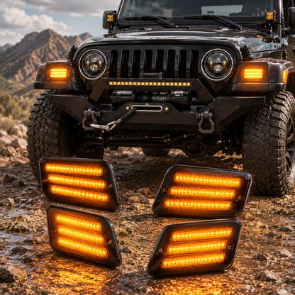 For 1997-2006 Jeep Wrangler TJ LED Front Fender Side Marker Lights