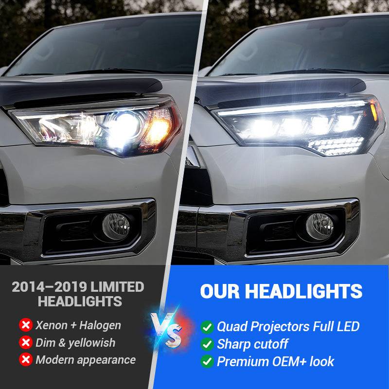 Full Quad LED Projector Headlights for 2014-2024 Toyota 4runner