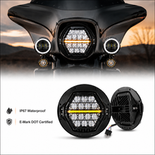 7-inch LED Black Powerful Harley Motorcycle Honeycomb Headlight | E-mark DOT