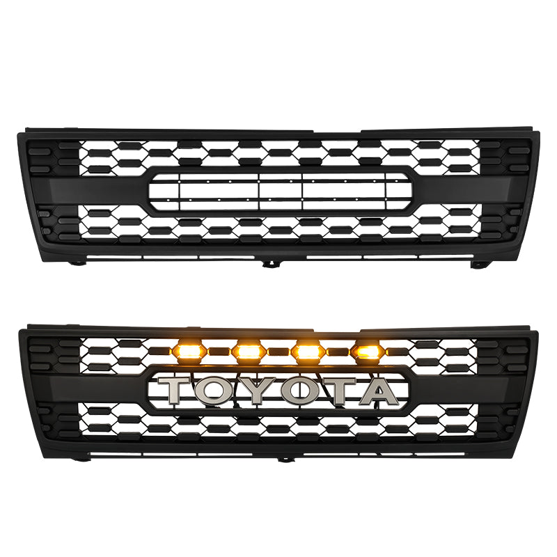 1007-2000 tacoma grille with grey letter and  yellow color grille lights