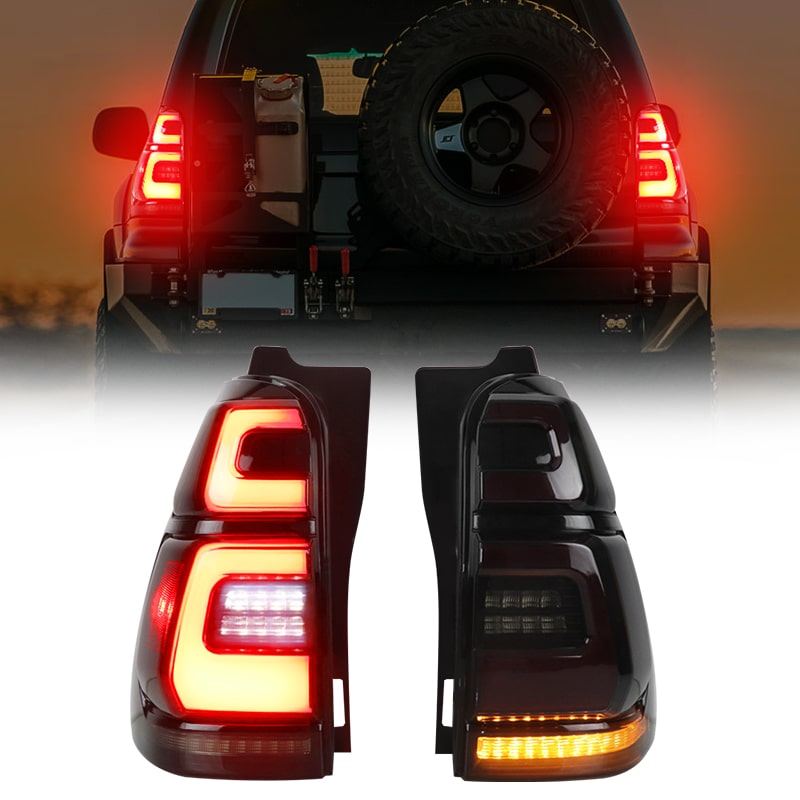 MZORANGE LED Tail Lights – Start Up Animation, Black Housing, Clear Lens For Toyota 4Runner 2003-2009