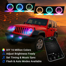 2007-2018 Jeep JK Headlights Upgrade LED RGB Halo + Amber Turn Signal & Fog Lights