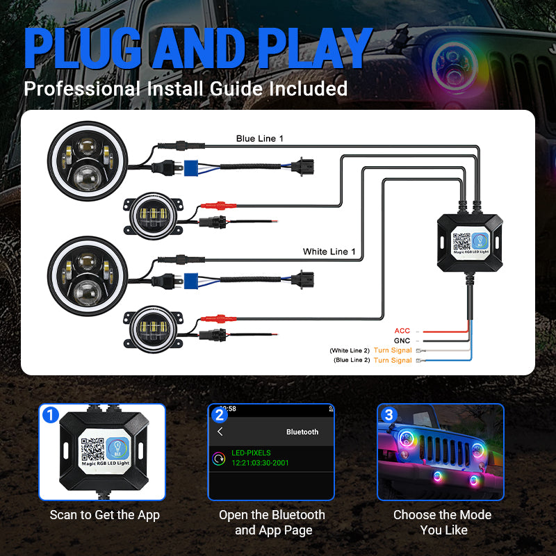2007-2018-Jeep-JK-LED-Headlights-RGB-Halo-Amber-Turn-Signal-Fog-Lights-Jeep-Wrangler-Headlights