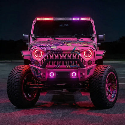 Jeep LED Headlights and Fog Lights with advanced optics anti-fog vent and long-lasting brightness