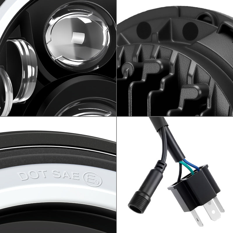 2007-2018 Jeep JK Headlights Upgrade LED RGB Halo + Amber Turn Signal & Fog Lights