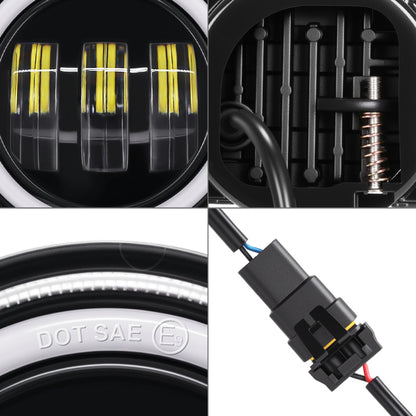 2007-2018 Jeep JK Headlights Upgrade LED RGB Halo + Amber Turn Signal & Fog Lights