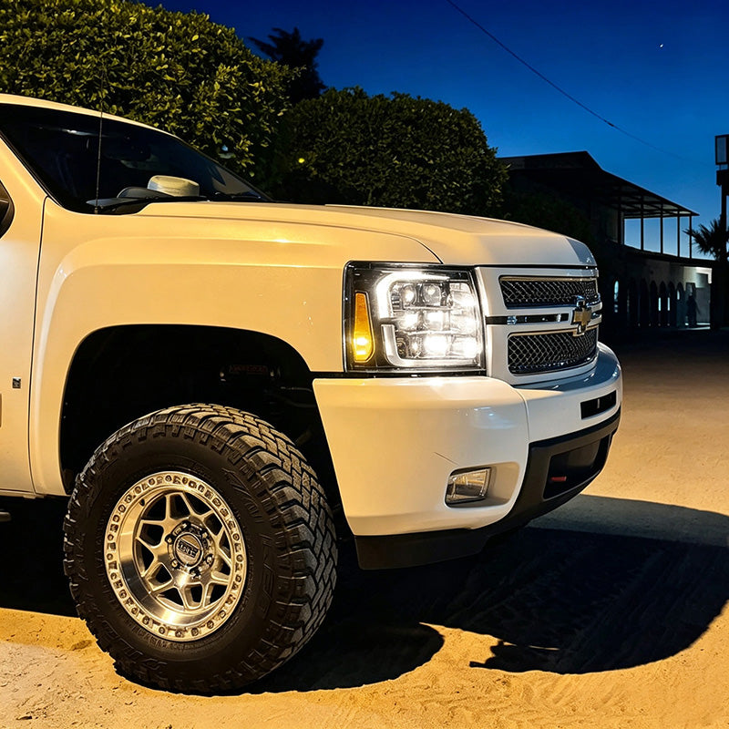 07-13 Chevrolet Silverado LED Projector Headlights Jet Black