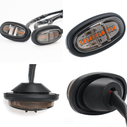 Smoked oval LED grille light front side and rear housing details
