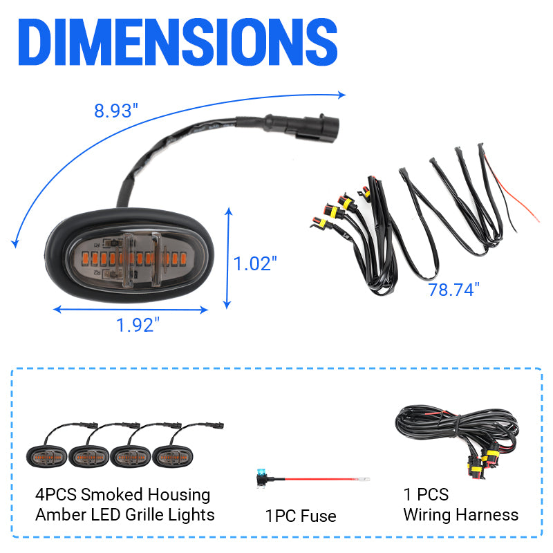 Ram 1500 grille light dimensions wiring length and package contents