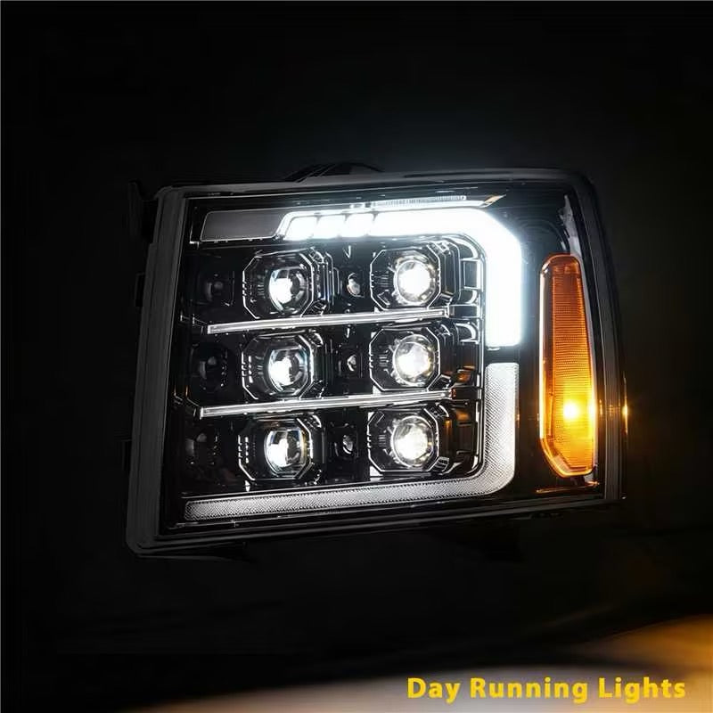 07-13 Chevrolet Silverado LED Projector Headlights Jet Black