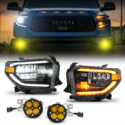 2014-2021 Toyota Tundra LED Headlights & Yellow Fog Light Combo