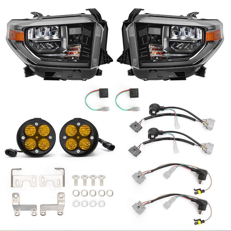 2014-2021 Toyota Tundra LED Headlights & Yellow Fog Light Combo