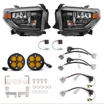 2014-2021 Toyota Tundra LED Headlights & Yellow Fog Light Combo