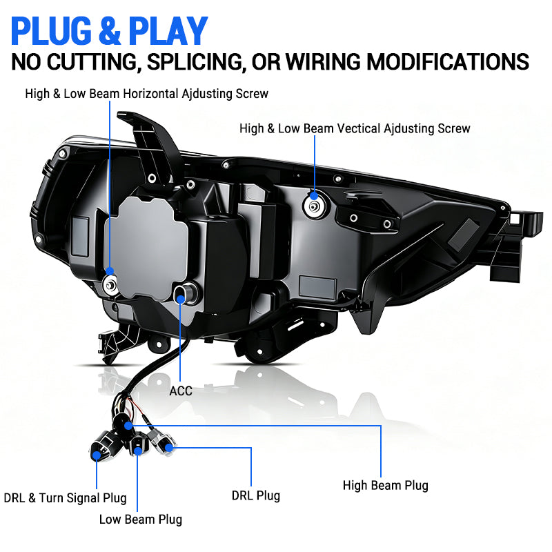 LED Projector Headlight Assembly for 2014-2024 Toyota 4Runner with Sequential Turn Signals