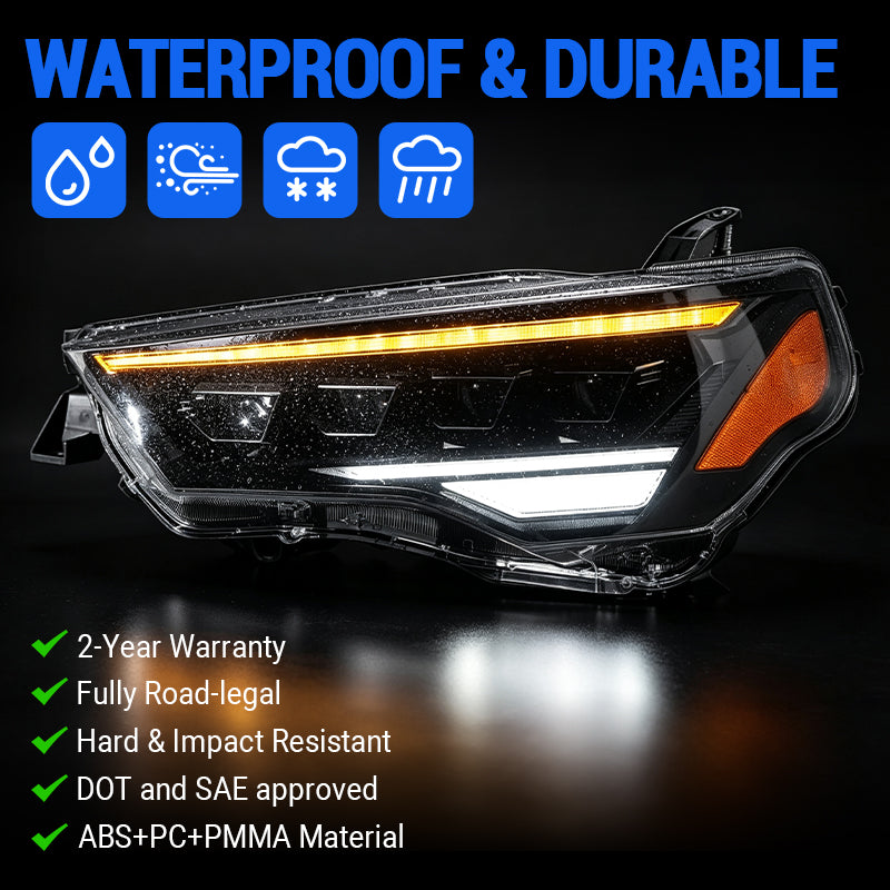 LED Projector Headlight Assembly for 2014-2024 Toyota 4Runner with Sequential Turn Signals