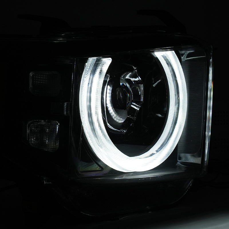 Owl-Eye LED Projector Headlights with Halo DRL & Cornering Lights for 2014–2021 Toyota Tundra