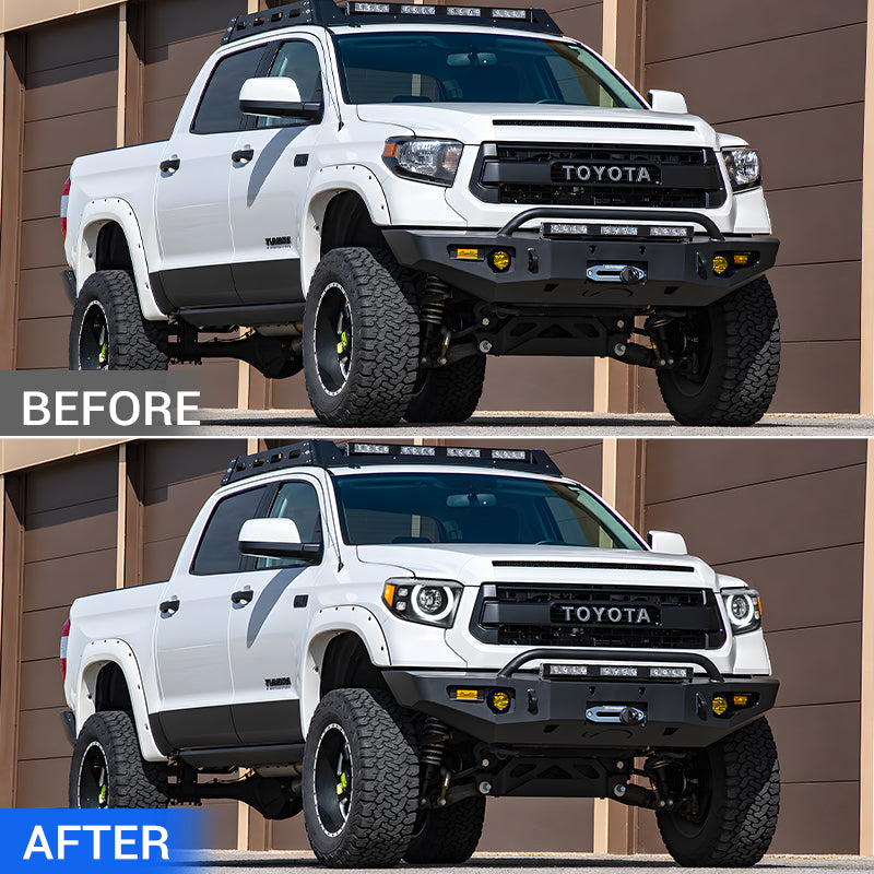 Owl-Eye LED Projector Headlights with Halo DRL & Cornering Lights for 2014–2021 Toyota Tundra