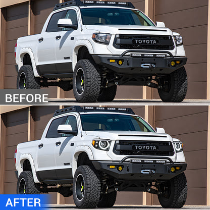 Owl-Eye LED Projector Headlights with Halo DRL & Cornering Lights for 2014–2021 Toyota Tundra