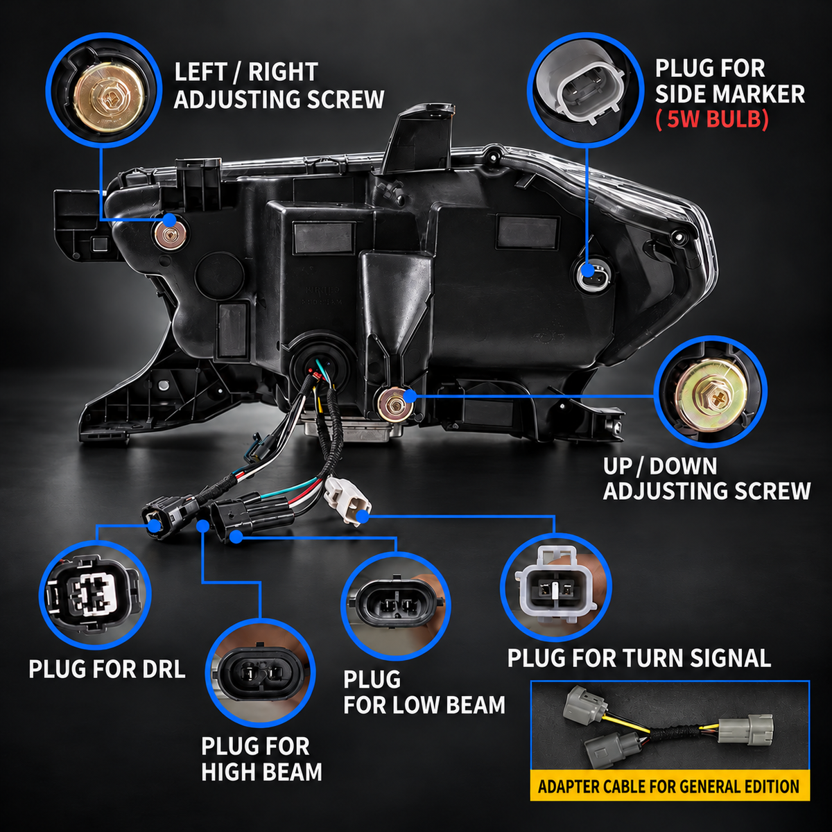 LED Reflector Headlights for 2016–2023 Toyota Tacoma