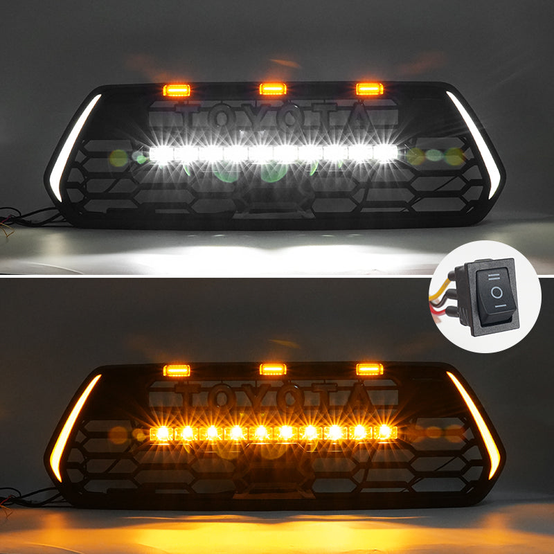 2017 Toyota Tacoma TRD Pro Front Grille with turn signal lights and DRL lights and LED light bar