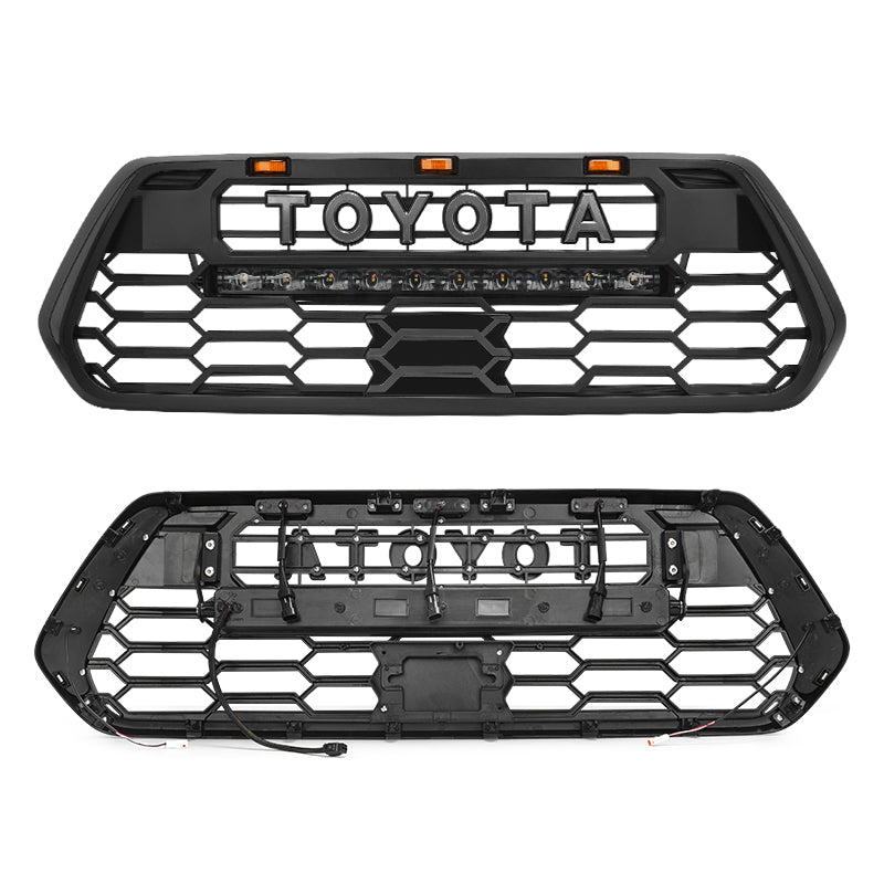 2020 Toyota Tacoma TRD Pro Front Grille with turn signal lights and DRL lights and LED light bar