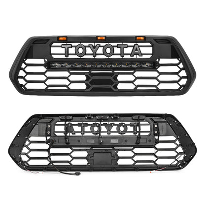 2020 Toyota Tacoma TRD Pro Front Grille with turn signal lights and DRL lights and LED light bar