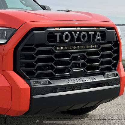 2022-2025 Toyota Tundra TRD Pro grille white LED light bar upgrade, bright auxiliary lighting for off-road driving