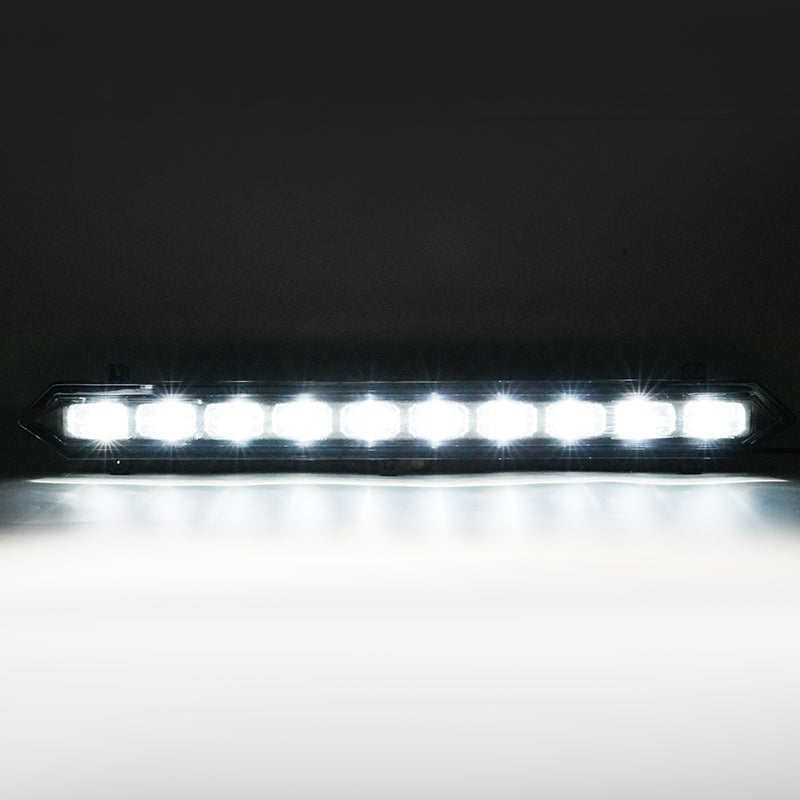 White LED light bar installed on TRD Pro grille for 2022-2025 Toyota Tundra, bright off-road lighting upgrade