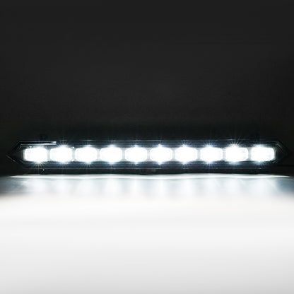 White LED light bar installed on TRD Pro grille for 2022-2025 Toyota Tundra, bright off-road lighting upgrade