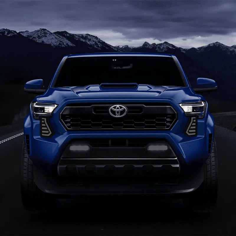 2024-2025 Toyota Tacoma LED fog lights with bright white DRL on