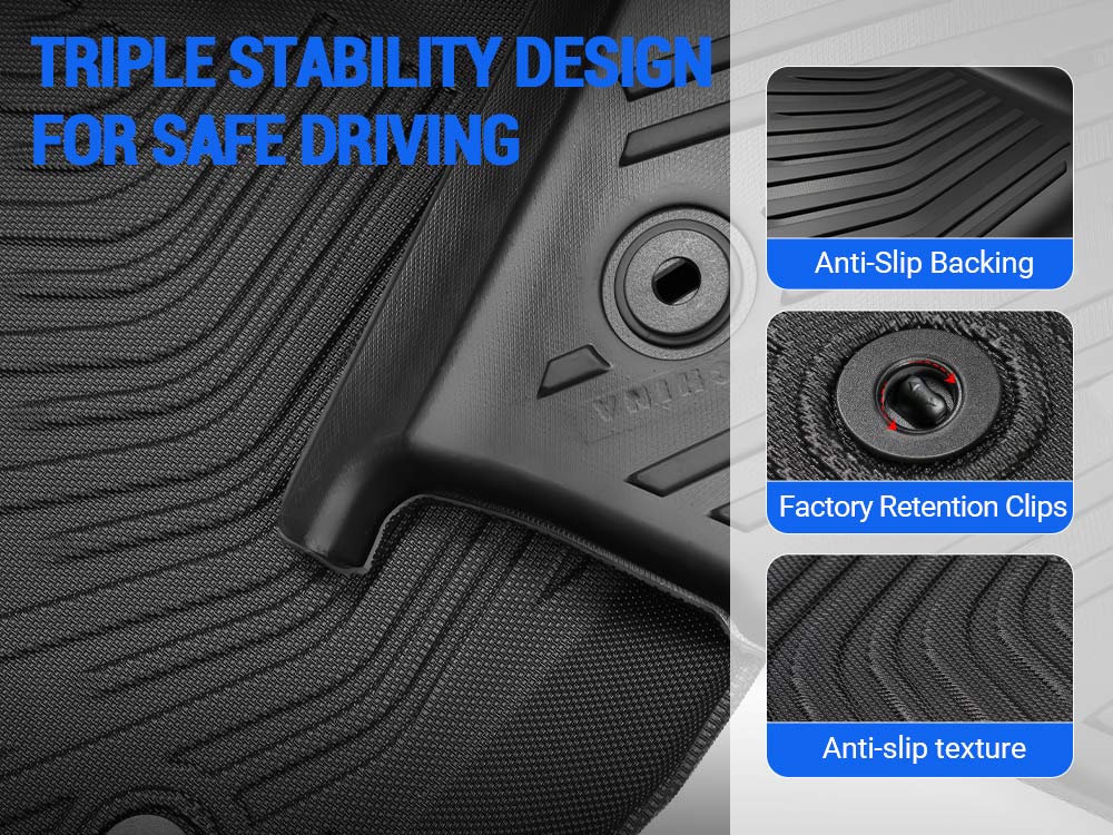 Anti-slip floor mats for 2025–2026 Toyota 4Runner with factory retention clips and secure fit designcure fit design