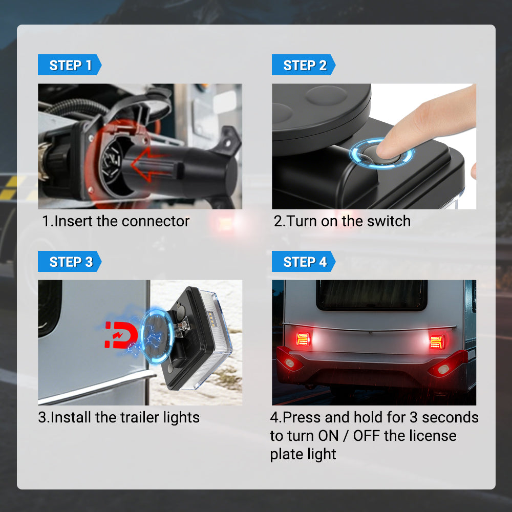 Portable Magnetic LED Trailer Lights Kit – Wireless & Rechargeable