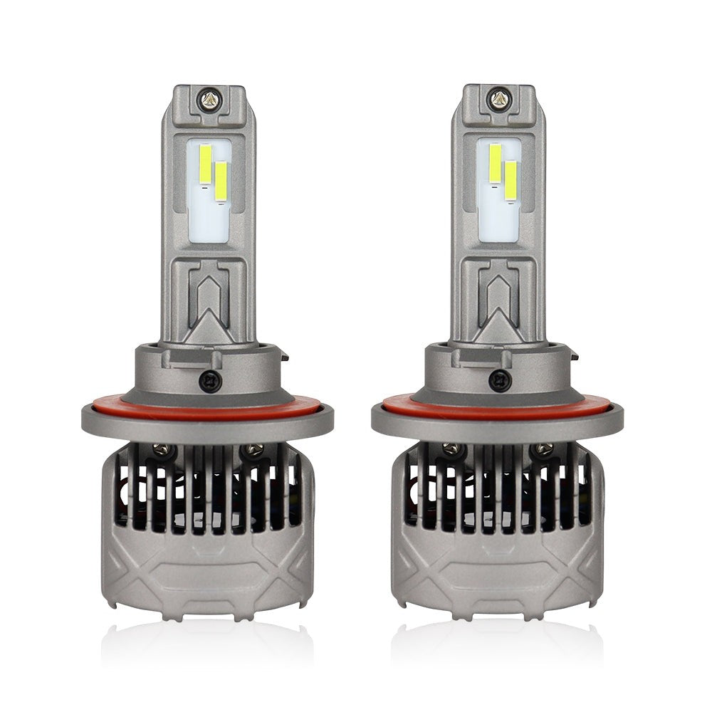 SP Pro Series 130W H13 13000LM 6000K LED Headlight Bulbs with dual LED chips and heat sink design for enhanced night driving visibility.