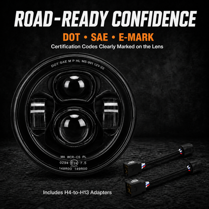 DOT Approved 7 Inch Round LED Headlights for 1997-2018 Jeep Wrangler JK/ TJ / CJ / LJ