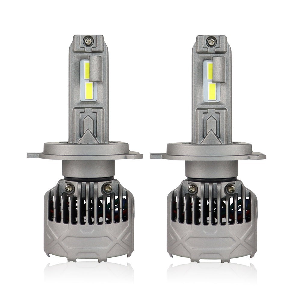 SP Pro Series 130W H4 13000LM 6000K LED Headlight Bulbs with dual LED chips and built-in cooling fans for enhanced night driving visibility.