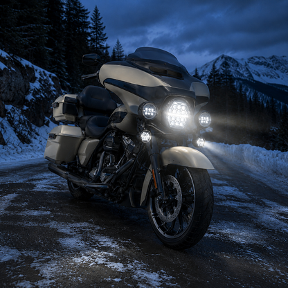 7-inch LED Black Powerful Harley Motorcycle Honeycomb Headlight | E-mark DOT
