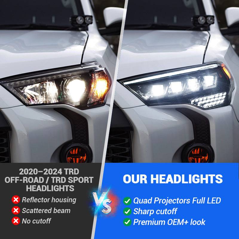 Full Quad LED Projector Headlights for 2014-2024 Toyota 4runner