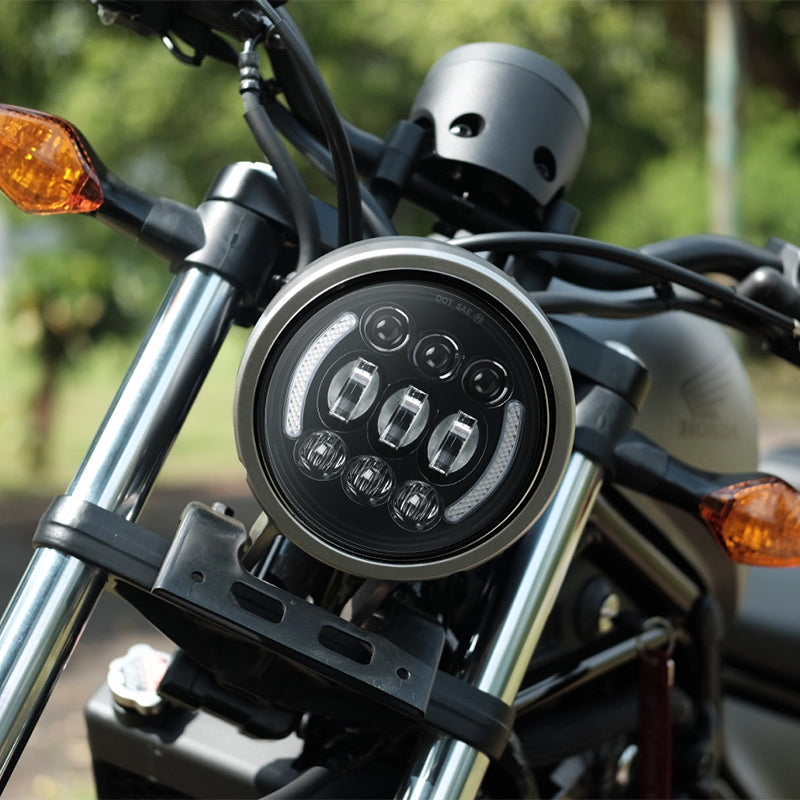 5.75 inch Motorcycle LED Headlights with DRL and Amber Turn Signal Lights