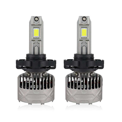 SP Pro Series 130W 5202 13000LM 6000K LED Headlight Bulbs with dual LED chips and cooling fans for high-performance vehicle lighting upgrades.