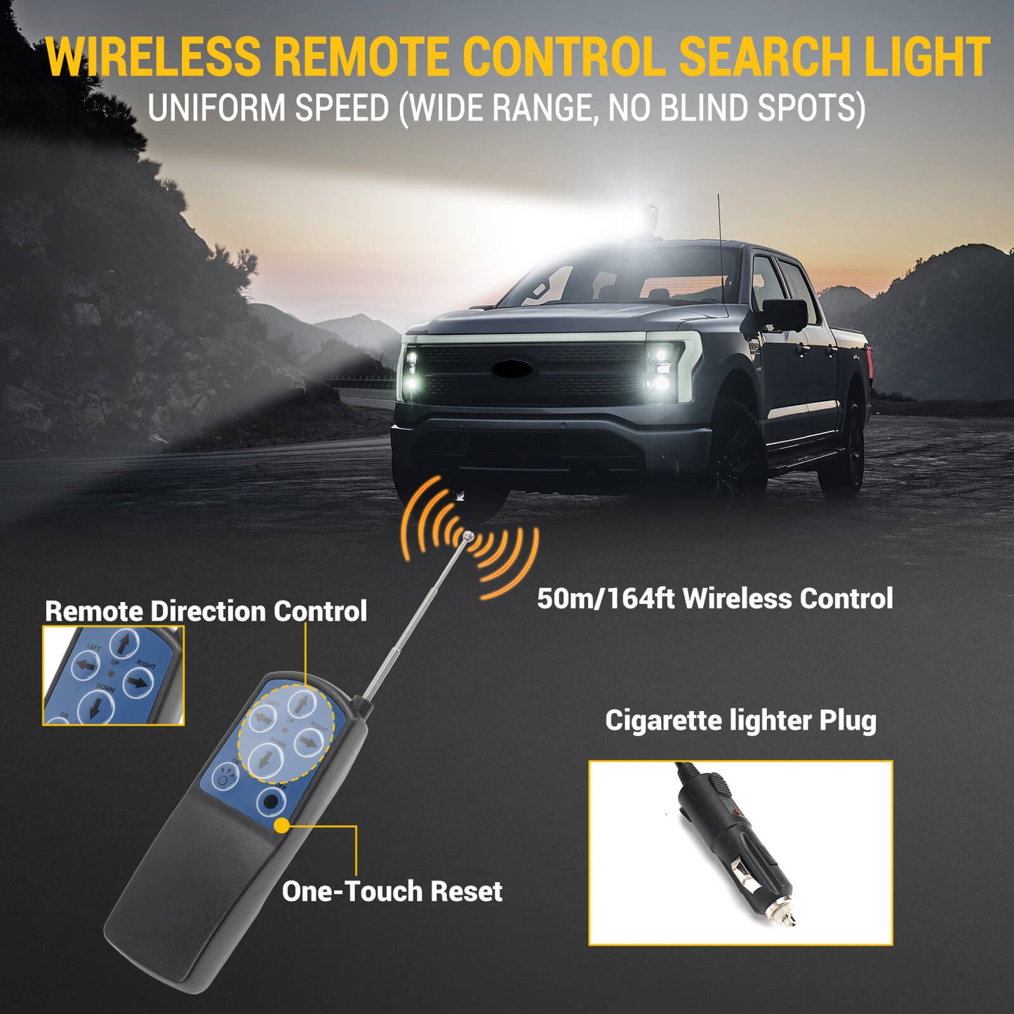 Magnetic LED Remote Control Spotlight with Battery & Reset