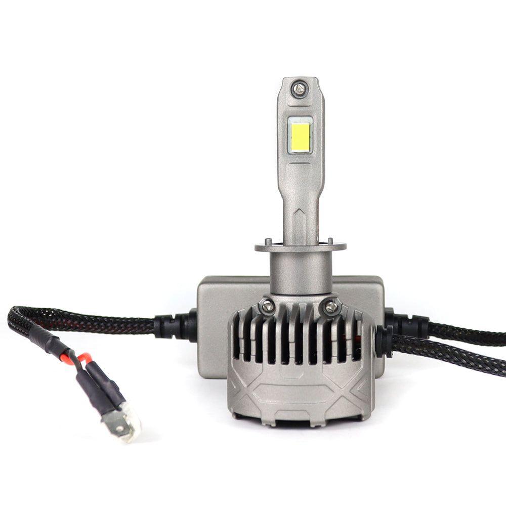 SP Pro Series 130W H1 13000LM 6000K LED Headlight Bulb with dual copper cooling and braided cables for high-performance vehicle lighting upgrade.
